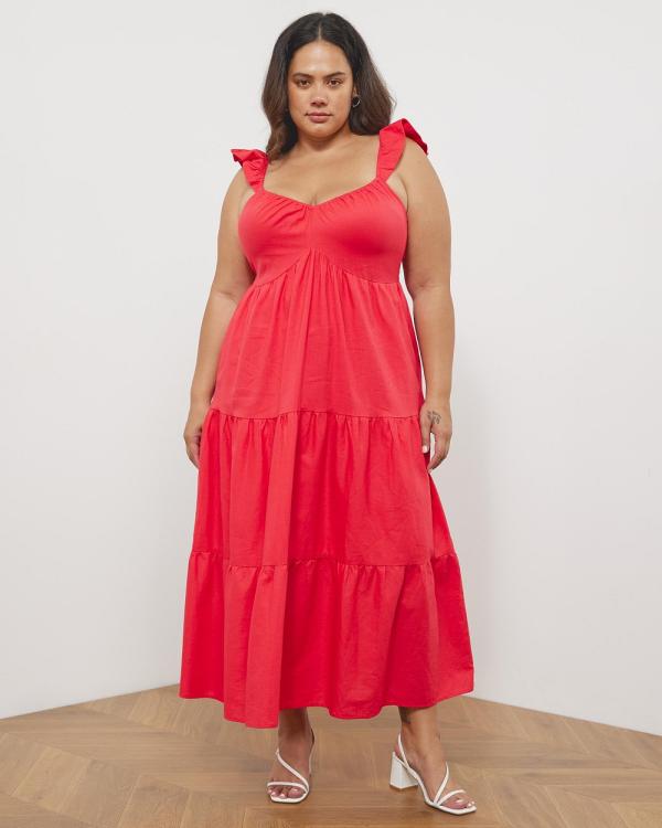 Atmos&Here Curvy - Isla Linen Blend Maxi Dress - Dresses (Red) Isla Linen Blend Maxi Dress