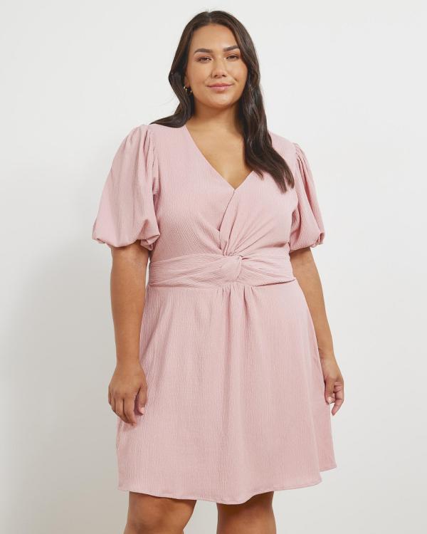 Atmos&Here Curvy - Lorena Textured Mini Dress - Dresses (Dusty Pink) Lorena Textured Mini Dress