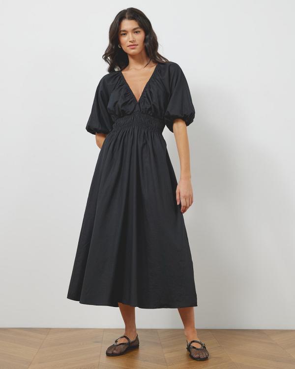 Atmos&Here - Darla Linen Blend Midi Dress - Dresses (Black) Darla Linen Blend Midi Dress