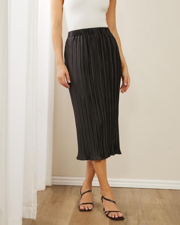 Atmos&Here - Felice Plisse Midi Skirt - Skirts (Black) Felice Plisse Midi Skirt