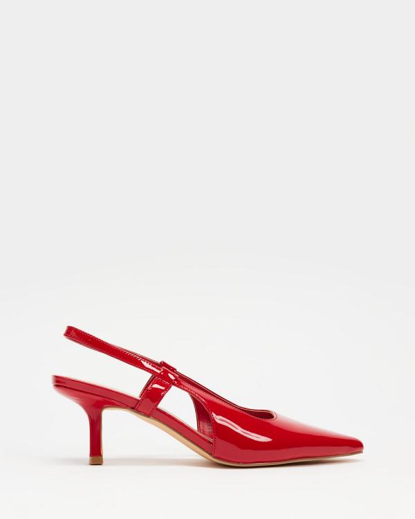 Atmos&Here - Ileana Leather Slingback Heels - Heels (Red Patent Leather) Ileana Leather Slingback Heels