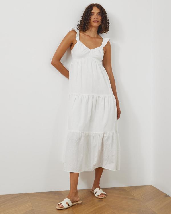 Atmos&Here - Isla Linen Blend Maxi Dress - Dresses (White) Isla Linen Blend Maxi Dress