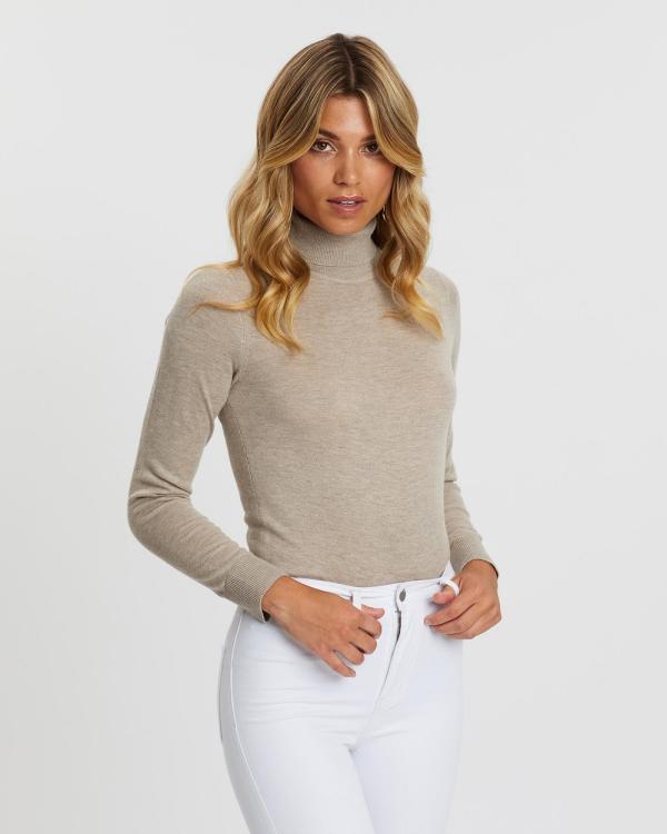 Atmos&Here - Kate Wool Blend Turtle Neck Knit Jumper - Tops (Neutral) Kate Wool Blend Turtle Neck Knit Jumper