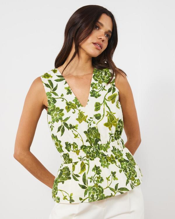Atmos&Here - Lily V Neck Top - Tops (Garden Floral) Lily V-Neck Top