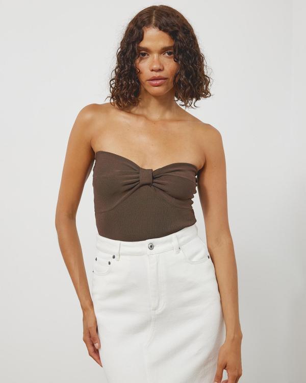 Atmos&Here - Lisa Knitted Bandeau Top - Tops (Chocolate) Lisa Knitted Bandeau Top