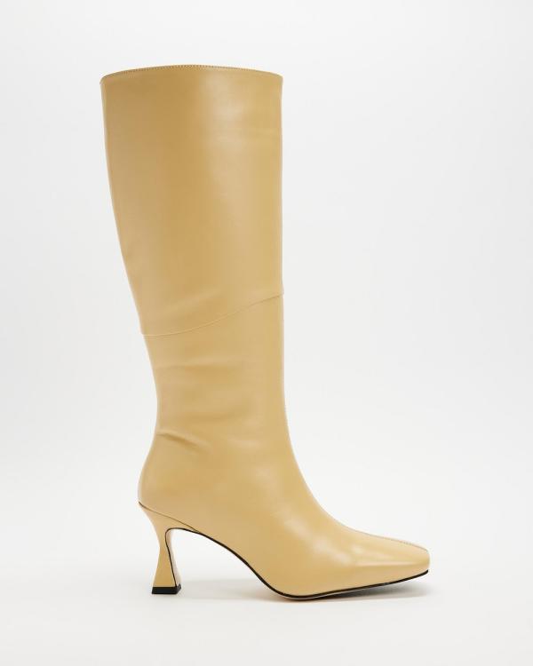 Atmos&Here - Lisa Leather Boots - Knee-High Boots (Cream Leather) Lisa Leather Boots