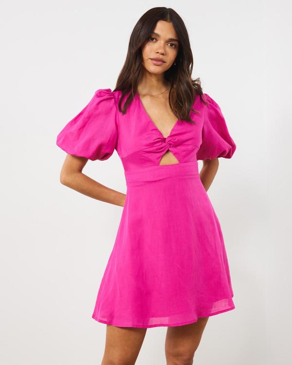 Atmos&Here - Lucia Puff Sleeve Mini Dress - Dresses (Pink) Lucia Puff Sleeve Mini Dress