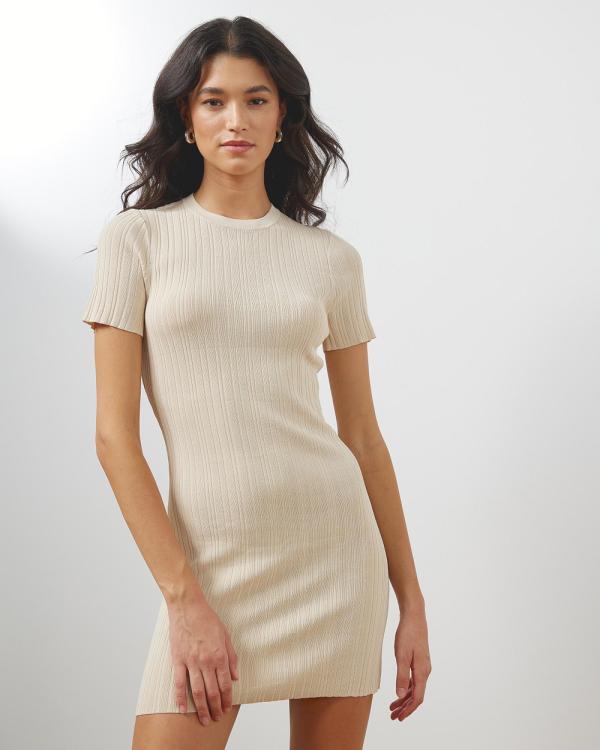 Atmos&Here - Marlo Knitted Mini Dress - Dresses (Beige) Marlo Knitted Mini Dress