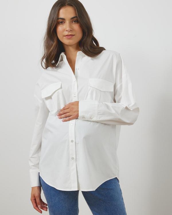 Atmos&Here Maternity  - Coco Maternity Relaxed Shirt - Tops (White) Coco Maternity Relaxed Shirt