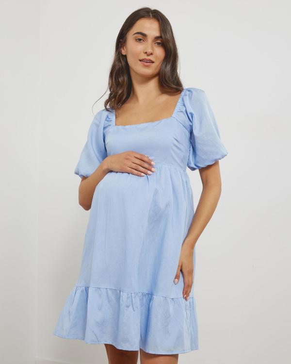 Atmos&Here Maternity  - Romee Maternity Mini Dress - Dresses (Light Blue) Romee Maternity Mini Dress