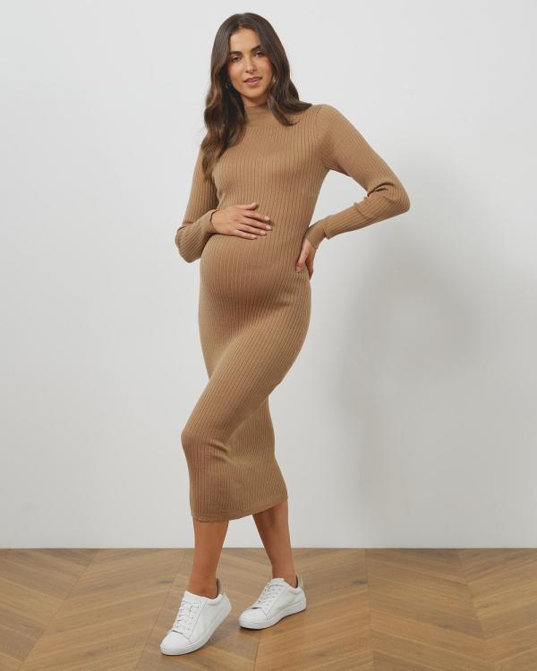 Atmos&Here Maternity  - Romi Maternity Knitted Midi Dress - Bodycon Dresses (Brown) Romi Maternity Knitted Midi Dress