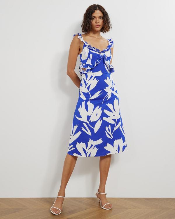 Atmos&Here - Perry Ruffle Midi Dress - Dresses (Blue Floral) Perry Ruffle Midi Dress