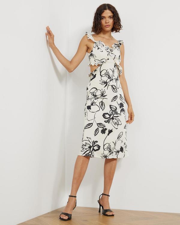 Atmos&Here - Perry Ruffle Midi Dress - Dresses (White Floral) Perry Ruffle Midi Dress