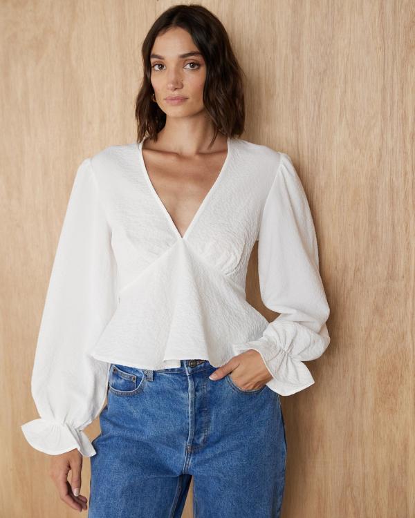 Atmos&Here - Poppy Textured Blouse - Tops (White) Poppy Textured Blouse