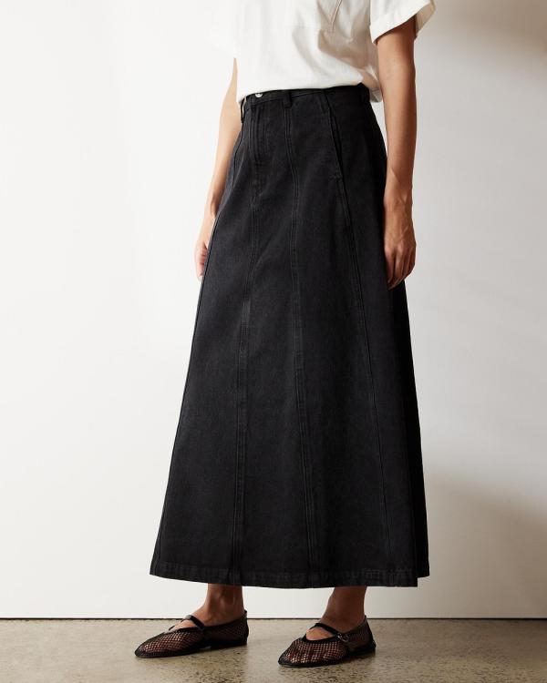 Atmos&Here - Quinn Flare Denim Maxi Skirt - Denim skirts (Black Wash) Quinn Flare Denim Maxi Skirt