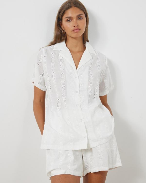 Atmos&Here - Tallulah Broderie Shirt - Tops (White) Tallulah Broderie Shirt