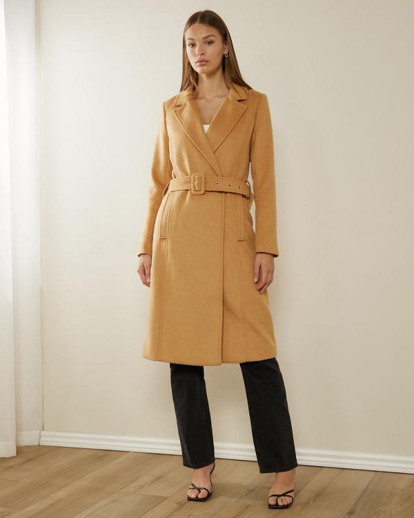 Atmos&Here - Zahra Belted Wool Blend Coat - Coats & Jackets (Camel) Zahra Belted Wool Blend Coat