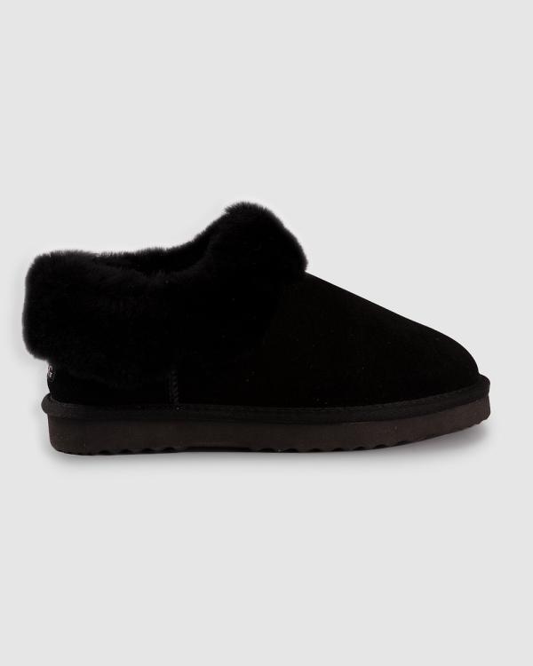 AusWooli Ugg Boots - Coogee Sheepskin Wool Ankle Slippers - Boots (Black) Coogee Sheepskin Wool Ankle Slippers