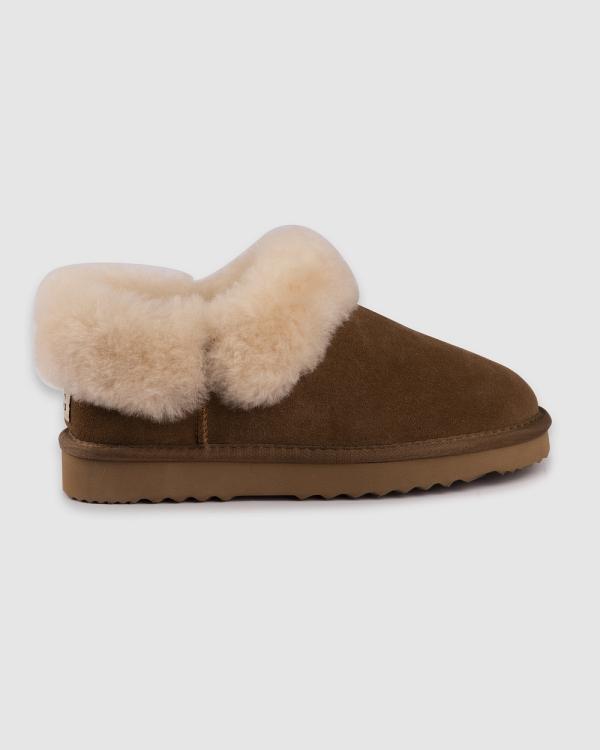 AusWooli Ugg Boots - Coogee Sheepskin Wool Ankle Slippers - Boots (Tan) Coogee Sheepskin Wool Ankle Slippers