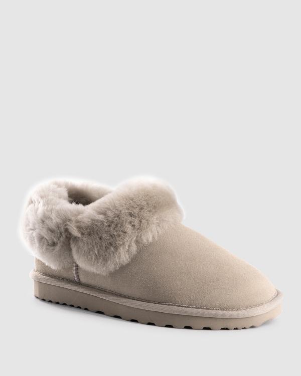 AusWooli Ugg Boots - Coogee Sheepskin Wool Ankle Slippers - Slippers & Accessories (Light Grey) Coogee Sheepskin Wool Ankle Slippers