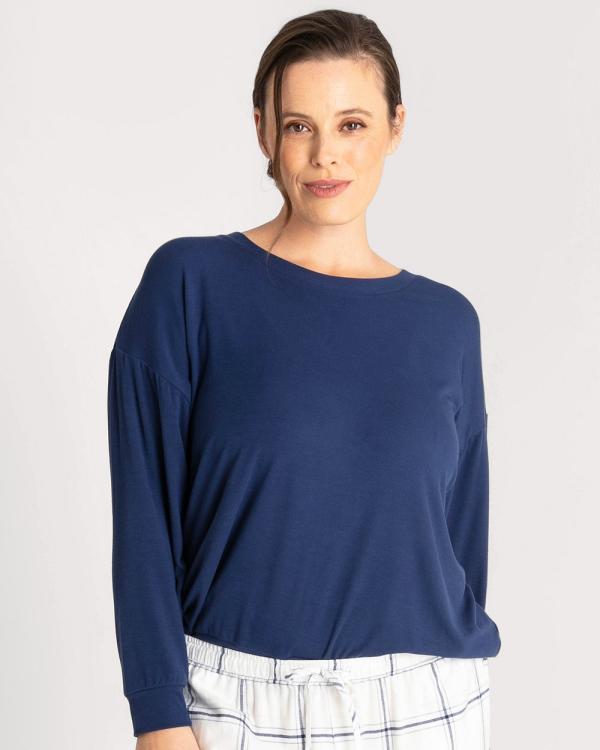 Ava & Audrey  - Ava & Audrey Maddison Knit Slouch LS Tee - Sleepwear (Navy) Ava & Audrey Maddison Knit Slouch LS Tee