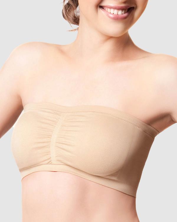 B Free Intimate Apparel - Cotton Rich Padded Strapless Bra (D DD E) Cup - Crop Tops (Nude) Cotton-Rich Padded Strapless Bra (D-DD-E) Cup