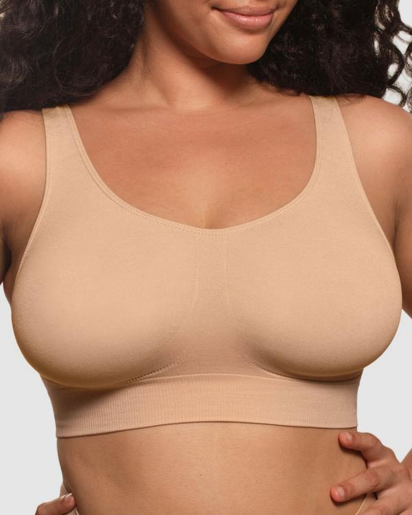 B Free Intimate Apparel - Double Lined Wire Free High Back Crop Bra (C D DD E F) Cup - Crop Tops (Nude) Double Lined Wire Free High Back Crop Bra (C-D-DD-E-F) Cup