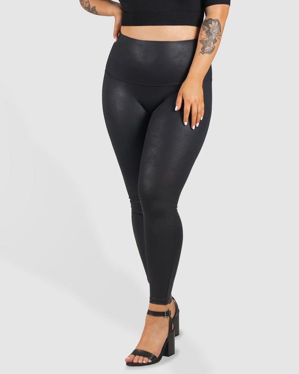 B Free Intimate Apparel - High Rise Faux Leather Leggings - Full Tights (Black) High Rise Faux Leather Leggings