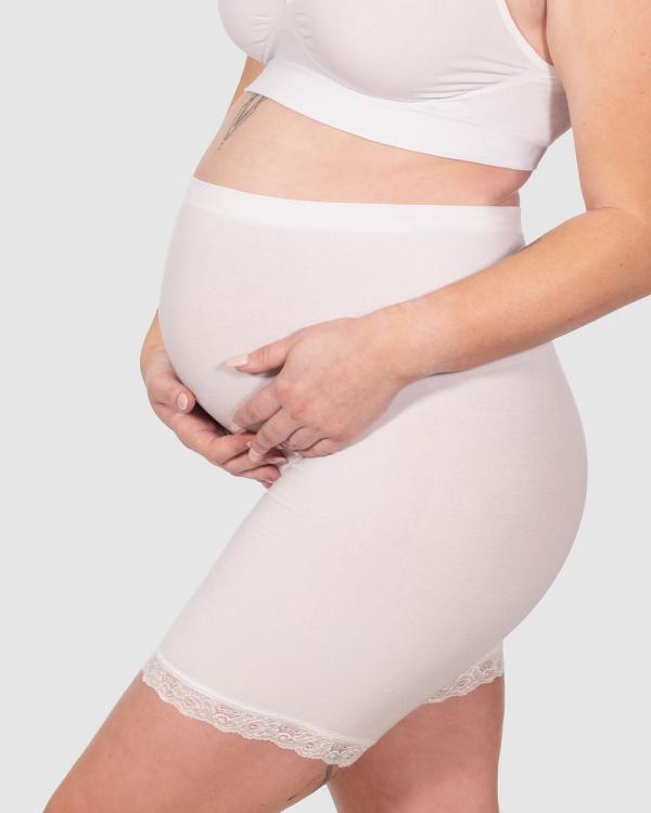 B Free Intimate Apparel - Maternity Anti Chafing Cotton Shorts - Sleepwear & Loungewear (White) Maternity Anti-Chafing Cotton Shorts
