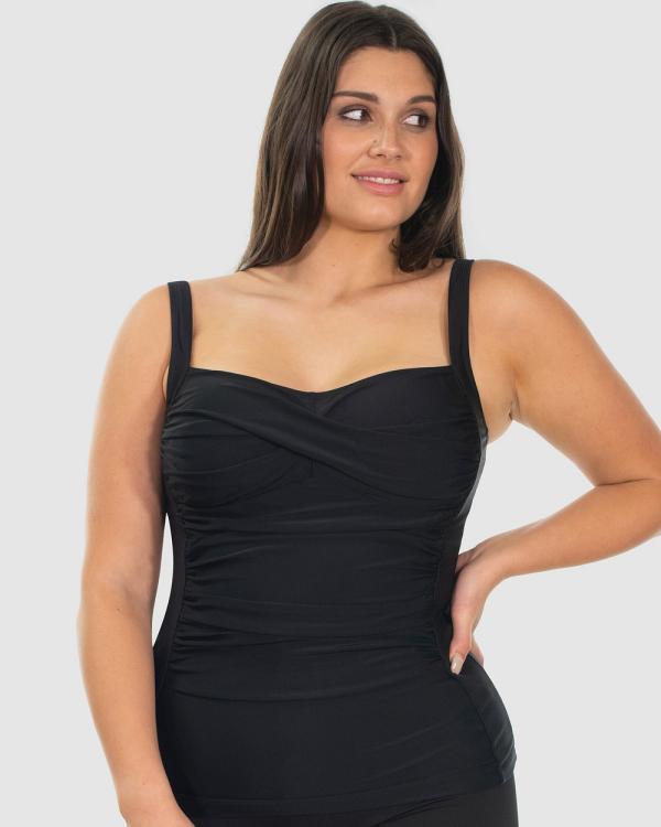 B Free Intimate Apparel - Ruched Bust Tankini Top - Bikini Set (Black) Ruched Bust Tankini Top