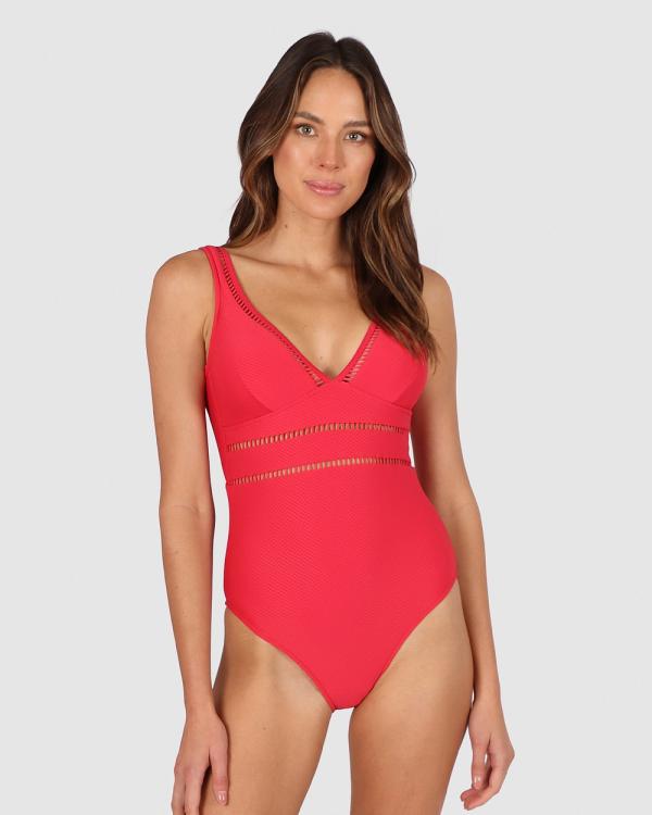Baku Swimwear - Rococco Plain Longline One Piece Swimsuit - One-Piece / Swimsuit (Red) Rococco Plain Longline One Piece Swimsuit