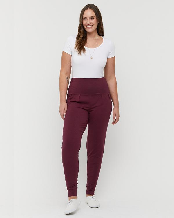 Bamboo Body - Bamboo Slouch Pants - Pants (Burgundy) Bamboo Slouch Pants