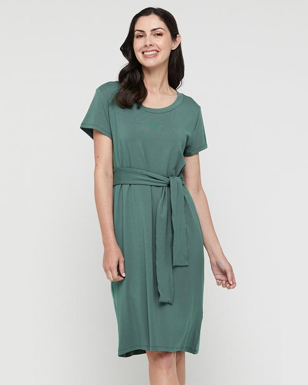 Bamboo Body - Bamboo T Shirt Dress - Dresses (Silver Pine) Bamboo T-Shirt Dress