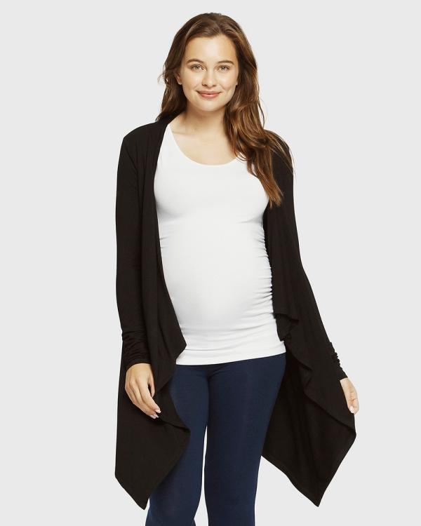 Bamboo Body - Bamboo Waterfall Cardigan - Jumpers & Cardigans (Black) Bamboo Waterfall Cardigan