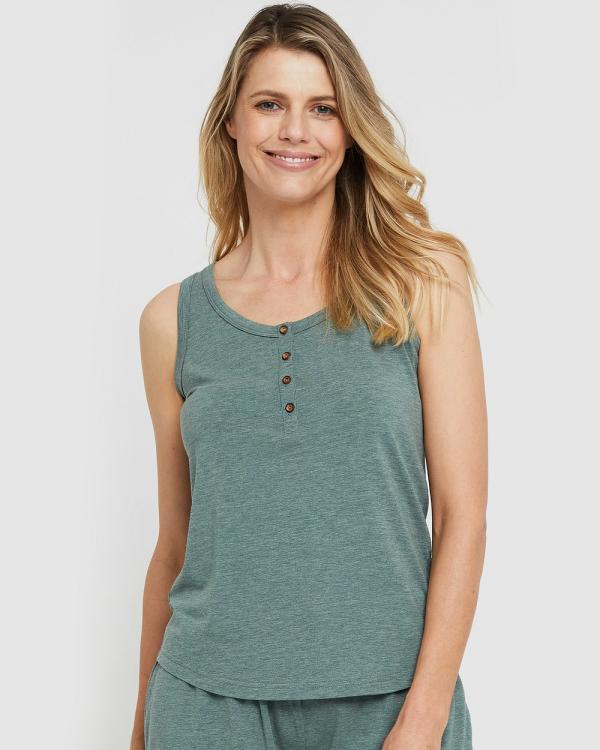 Bamboo Body - Henley Singlet - Sleepwear (Moss Green) Henley Singlet