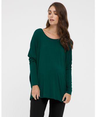 Bamboo Body - Liv Long Sleeve Slouch Top - Tops (Dark Emerald) Liv Long Sleeve Slouch Top