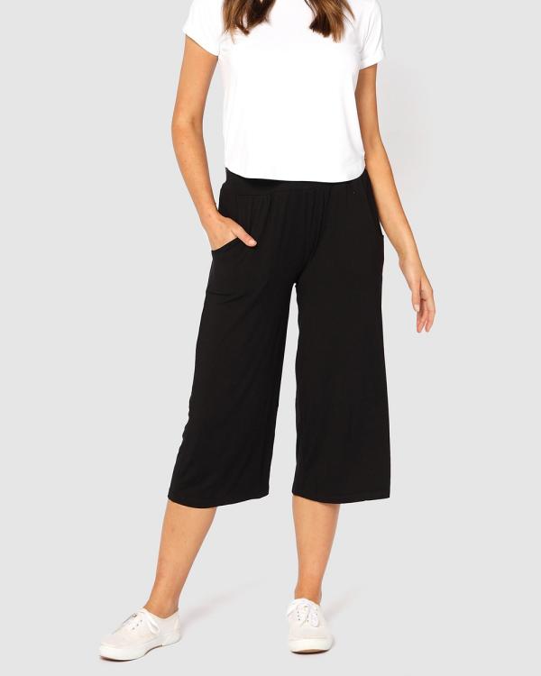 Bamboo Body - Pocket Culottes - Pants (Black) Pocket Culottes