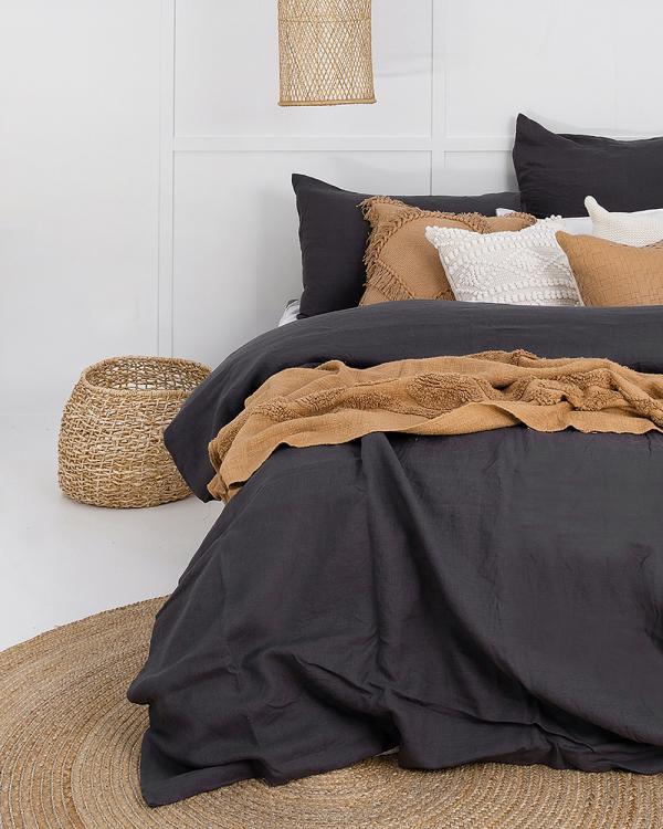 Bambury - Linen Quilt Cover Set - Home (Grey) Linen Quilt Cover Set