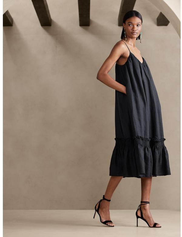 Banana Republic - Charlize Linen Midi Dress - Dresses (BLACK) Charlize Linen Midi Dress