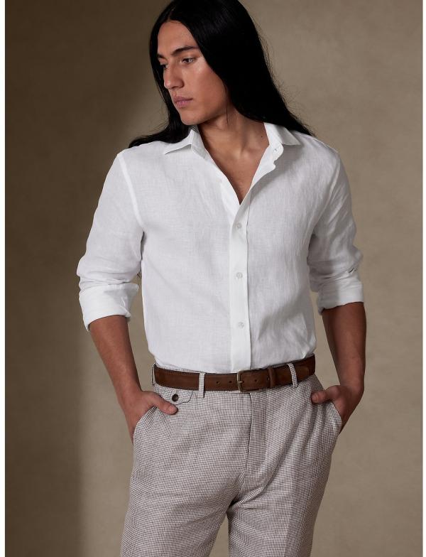 Banana Republic - Deserto Linen Dress Shirt - Shirts & Polos (WHITE) Deserto Linen Dress Shirt