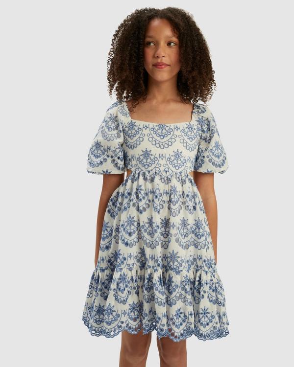 Bardot Junior - Ellory Broderie Mini Dress   Kids Teens - Printed Dresses (Periwinkle) Ellory Broderie Mini Dress - Kids-Teens