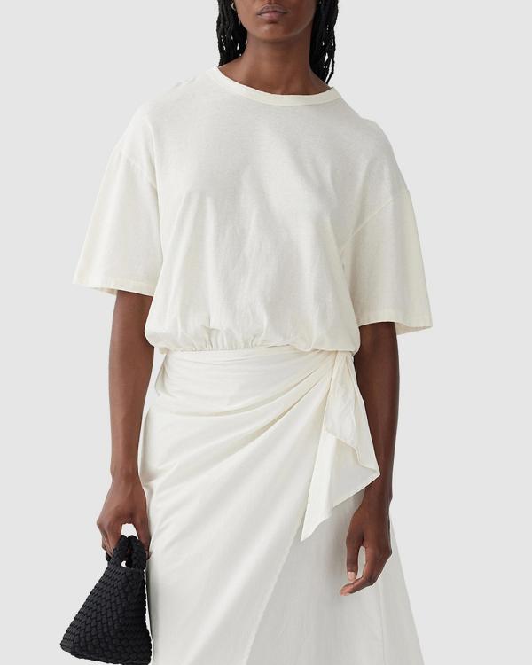 bassike - Wrap Detail SS Dress - Dresses (Off White) Wrap Detail SS Dress