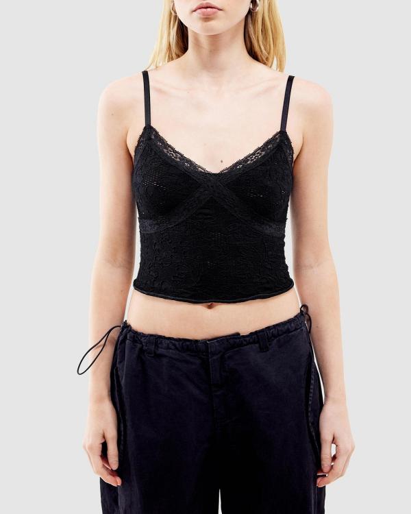 BDG By Urban Outfitters - BDG Seamless Cross Lace Top - Tops (Black) BDG Seamless Cross Lace Top