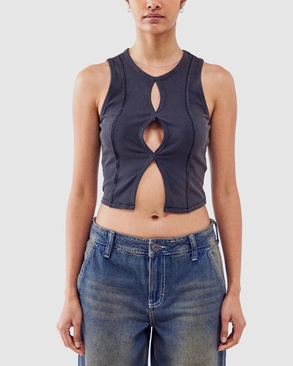 BDG By Urban Outfitters - Cut Out CF Vest - Cropped tops (Black) Cut Out CF Vest