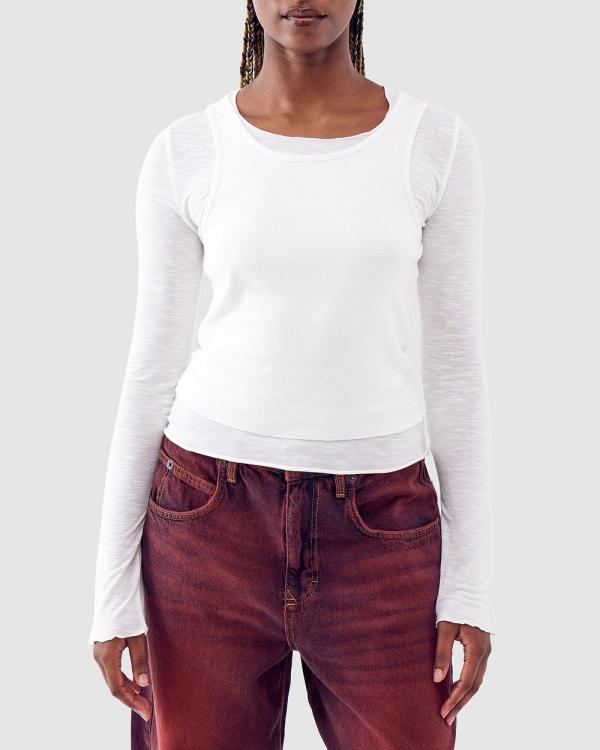 BDG By Urban Outfitters - Double Layer Long Sleeve Top - Tops (White) Double Layer Long Sleeve Top