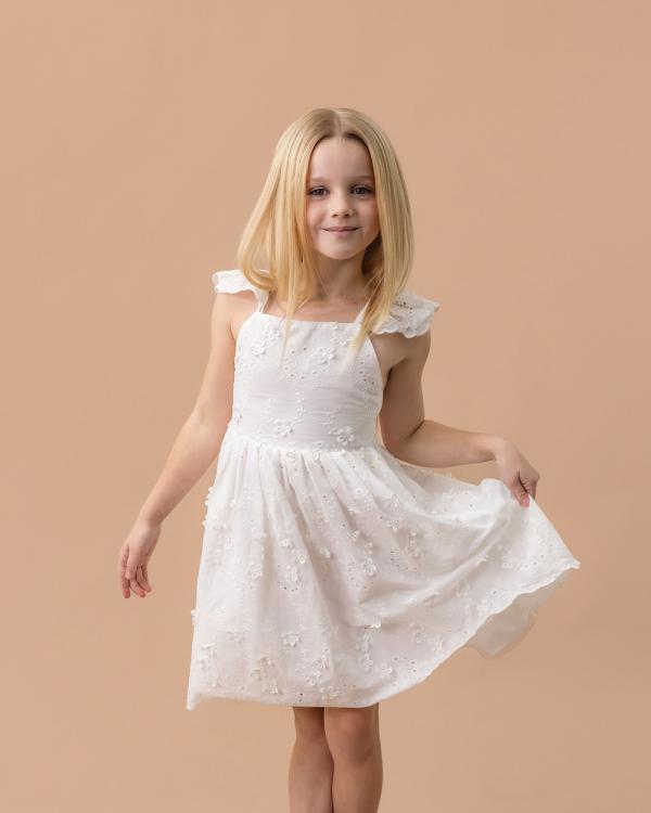 Bebe by Minihaha - Floral Embroidered Cross Strap Dress 3 7Yrs - Dresses (CREAM) Floral Embroidered Cross Strap Dress 3-7Yrs