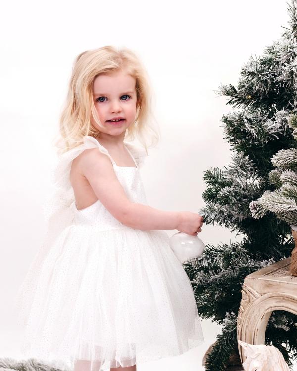 Bebe by Minihaha - Party White Glitter Tulle Dress - Dresses (WHITE) Party White Glitter Tulle Dress