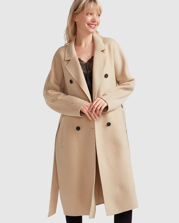 Belle & Bloom - Boss Girl Double Breasted Lined Wool Coat - Coats & Jackets (Pale Oat) Boss Girl Double-Breasted Lined Wool Coat