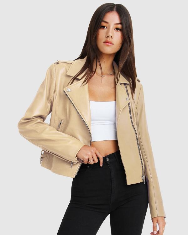 Belle & Bloom - Just Friends Leather Jacket - Coats & Jackets (Sand) Just Friends Leather Jacket