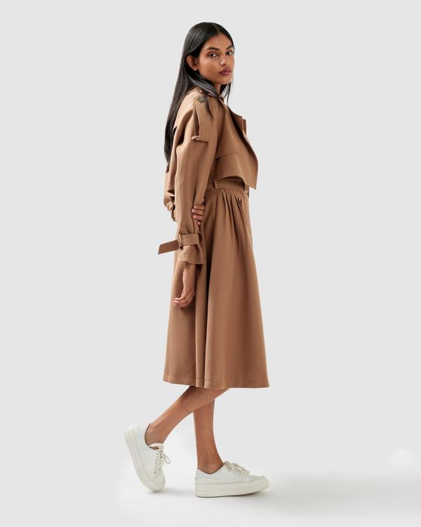 Belle & Bloom - Manhattan Cropped Trench - Trench Coats (Camel) Manhattan Cropped Trench